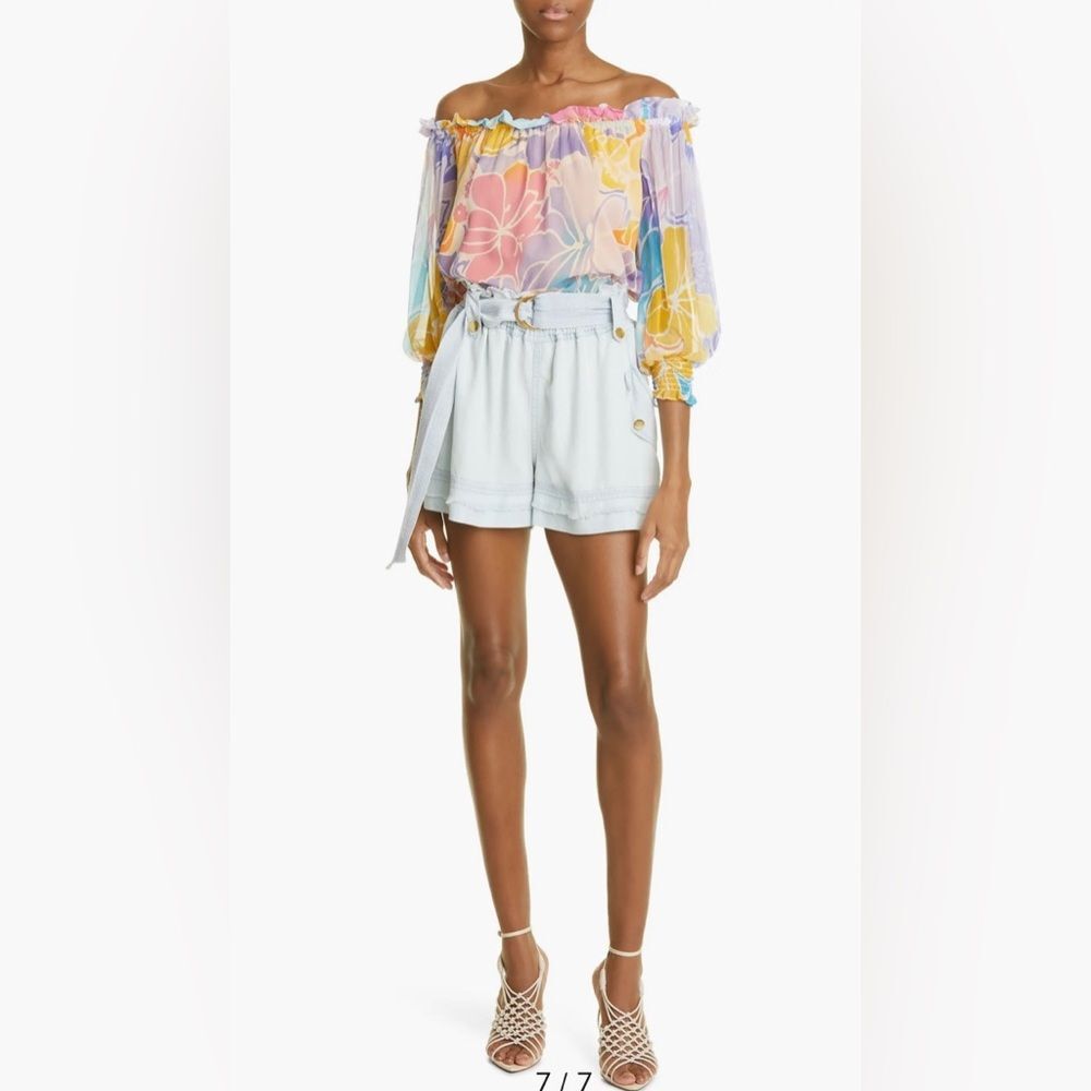 Ramy Brook Addison Floral Off the Shoulder 100% Silk Top Size Small NWT - Picture 12 of 16